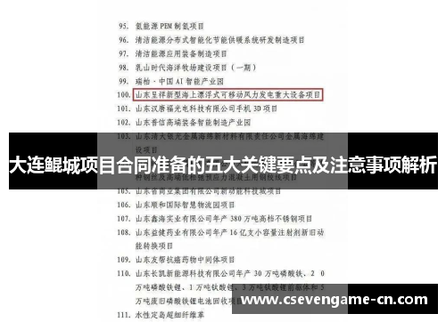大连鲲城项目合同准备的五大关键要点及注意事项解析