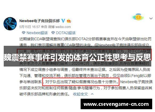 魏震禁赛事件引发的体育公正性思考与反思